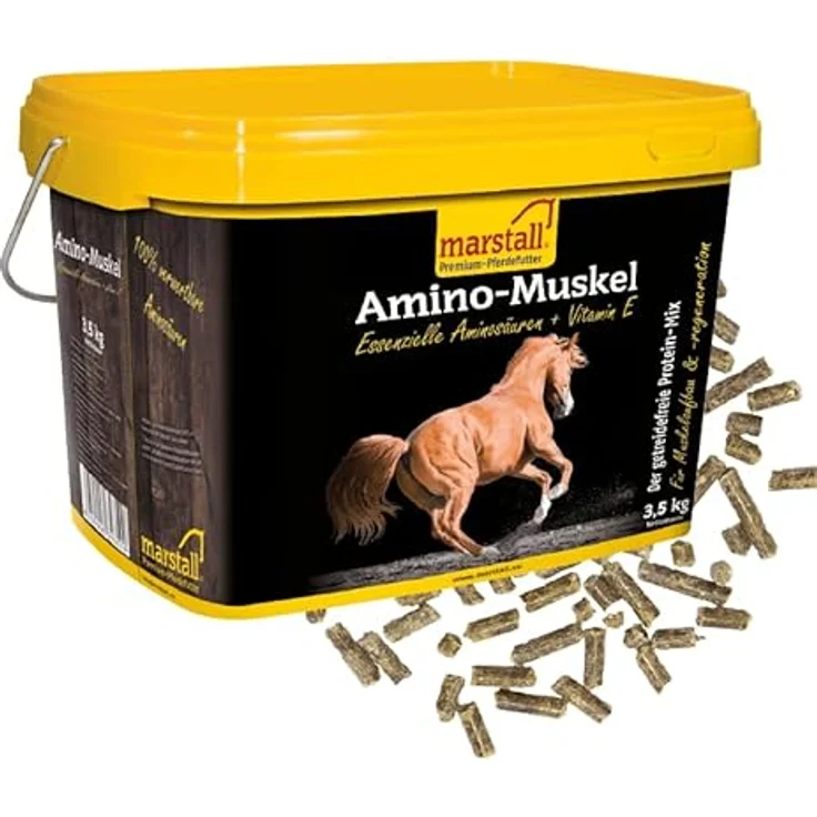 Marstall Amino-Muskel, getreidefreier Protein-Mix mit 100% verwertbaren Aminosäuren & Vitamin E, 10kg Eimer – Bild 1