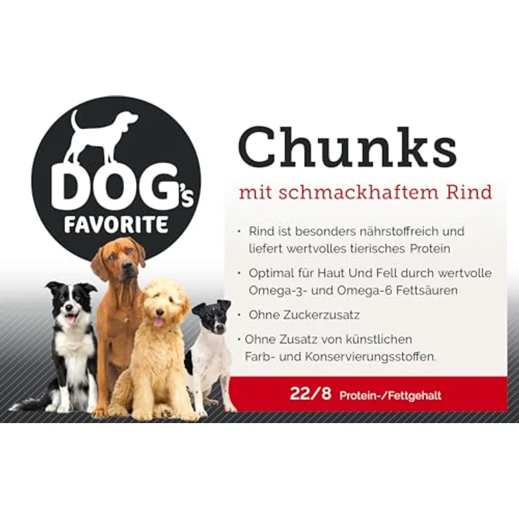 Happy Dog Dog's Favorite Chunks mit Rind, 15 kg, ohne Zuckerzusatz, optimal für Haut und Fell – Bild 4