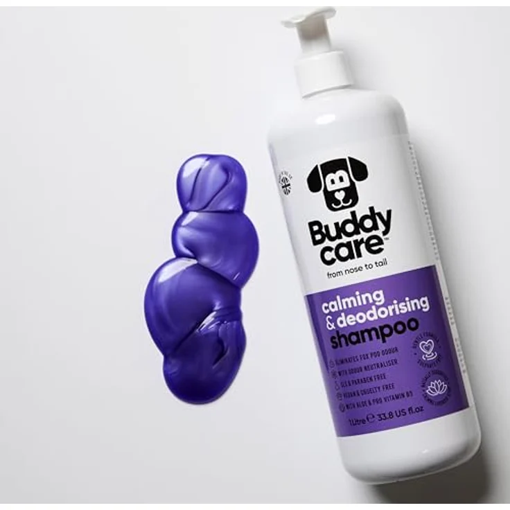 Buddycare Beruhigendes & desodorierendes Hundeshampoo, Lavendelduft mit Aloe Vera und Pro-Vitamin B5, 1L – Bild 4