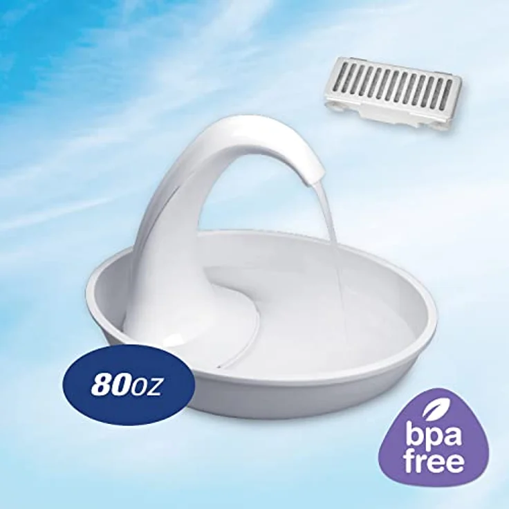 Pioneer Pet Swan Fountain, Katzentrinkbrunnen 2,36 l mit leisem Betrieb und BPA-freiem Kunststoff, weiß – Bild 2