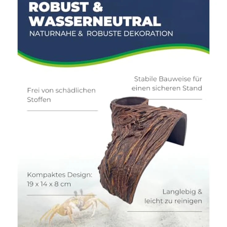 HOBBY Aquariendeko Root Wood Cave 2, Naturgetreue Höhle in Wurzeloptik für Aquarium und Terrarium, 19 x 14 x 8 cm – Bild 3