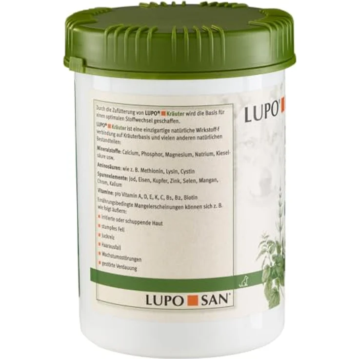 Luposan Kräuter Pulver (1000 g), Nahrungsergänzungsmittel für Hunde zur Unterstützung der Nährstoffaufnahme, gesunder Knochenbildung und glänzenden Fells – Bild 2