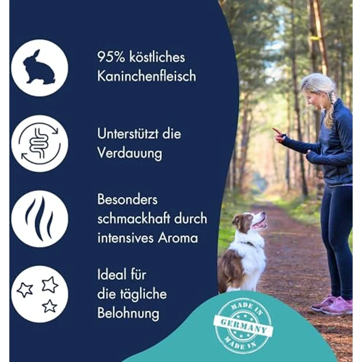 DR.CLAUDER'S Trainee Snack, leicht verdauliche Hundesnacks aus 95% Kaninchenfleisch mit Inulin, 500g Frischebeutel – Bild 3