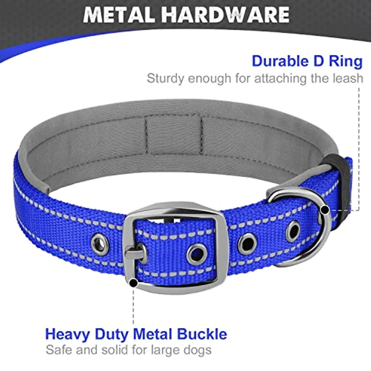 Joytale Neopren Hundehalsband, Gepolstert und Reflektierend für Mittelgroße Hunde, Breites Nylon, Königsblau – Bild 5