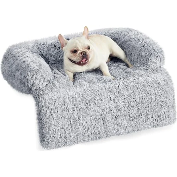 Feandrea FluffyHug Hundebett Plüsch, wasserabweisendes Hundekissen, Größe M für kleine und mittelgroße Hunde, 80 x 75 x 16 cm, Ombré-Grau PGW221G01 – Bild 1