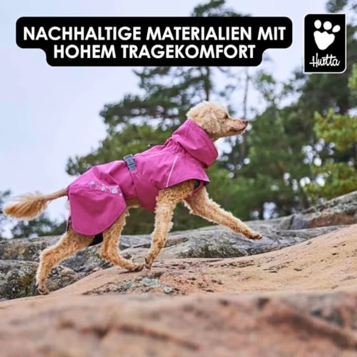 Hurtta Monsoon Coat II Hundemantel ECO, wasserdichter Regenmantel mit verstellbarem Gurtband, BlackBerry, 35 cm – Bild 3