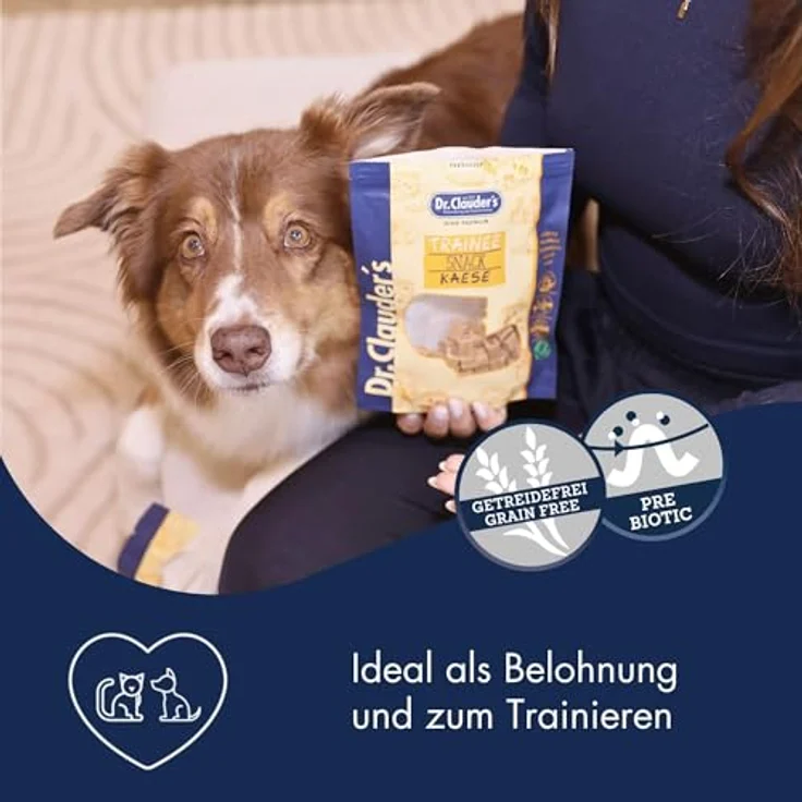 Dr. Clauder's Trainee Snack Käse, Proteinreiche getreidefreie Hundesnacks mit Vitamin B2 und Calcium, 80g – Bild 2