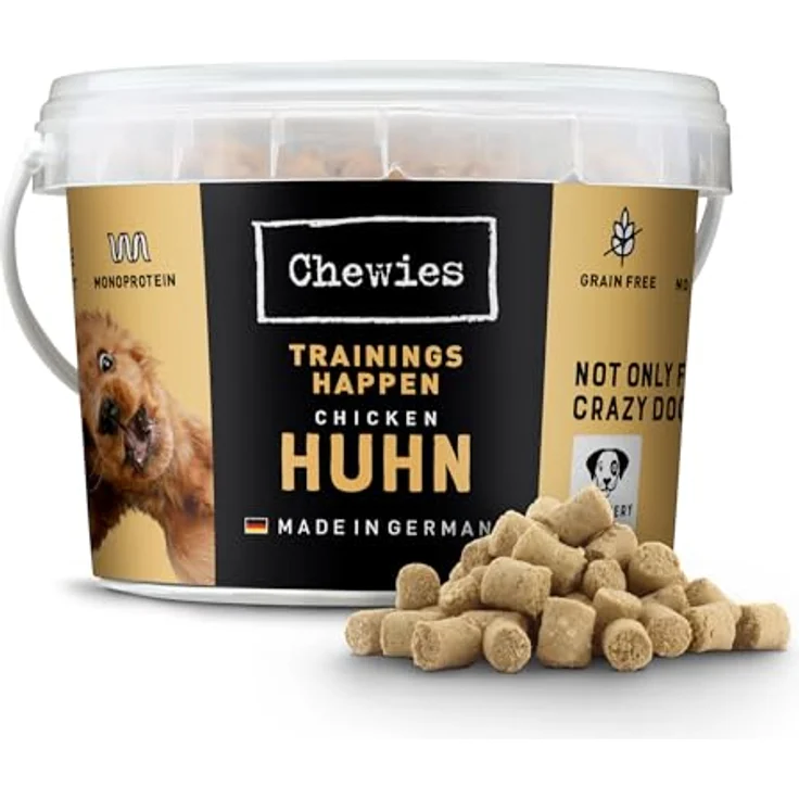 Chewies Trainingshappen Huhn, Monoprotein Hundesnack, 300 g - getreidefrei, zuckerfrei, hypoallergen, weiche Leckerlies für Hundetraining – Bild 1