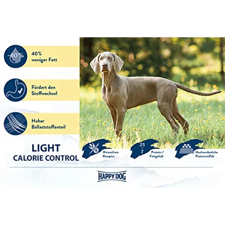 Happy Dog fit & vital Trockenfutter für Hunde Adult, Light Calorie Control, 4 kg mit 7 % Fett und L-Carnitin – Bild 2