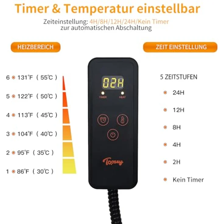 Toozey Heizmatte für Katzen und Hunde, elektrisch, 70x50 cm, temperatur- und timer-einstellbar, weich, grau - L – Bild 4