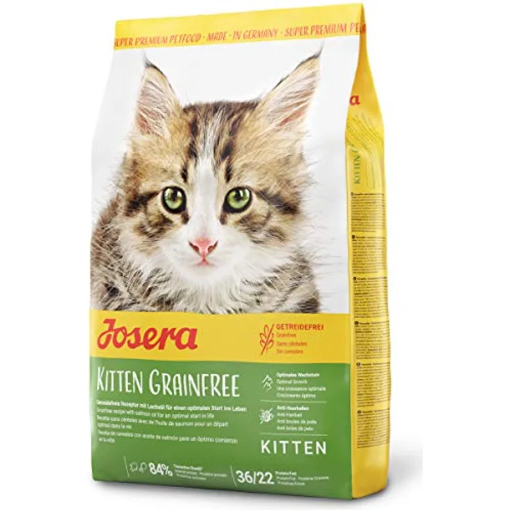 Josera Kitten grainfree, Premium Trockenfutter für heranwachsende Katzen und Katzen-Mütter, 2 kg, geflügel- und lachsölhaltig, getreidefrei, Made in Germany