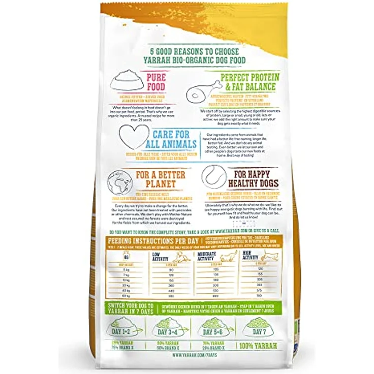 Yarrah Bio Adult mit Bio Huhn, Trockenfutter für ausgewachsene Hunde, 10 kg, bio-zertifiziert, reich an Omega-Fettsäuren – Bild 2
