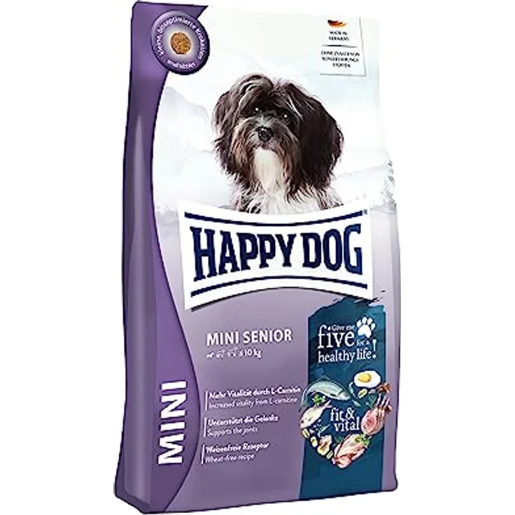 Happy Dog fit und vital Mini Senior, Trockenfutter für ältere Hunde bis 10 kg, 4kg