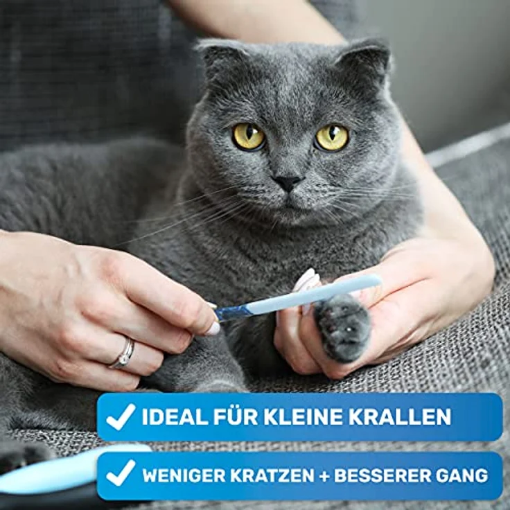 BluePet Kleine Krallenschere mit angewinkeltem Schneidekopf für enge Krallen, inkl. Krallenfeile für Hunde, Katzen & Kleintiere – Bild 3