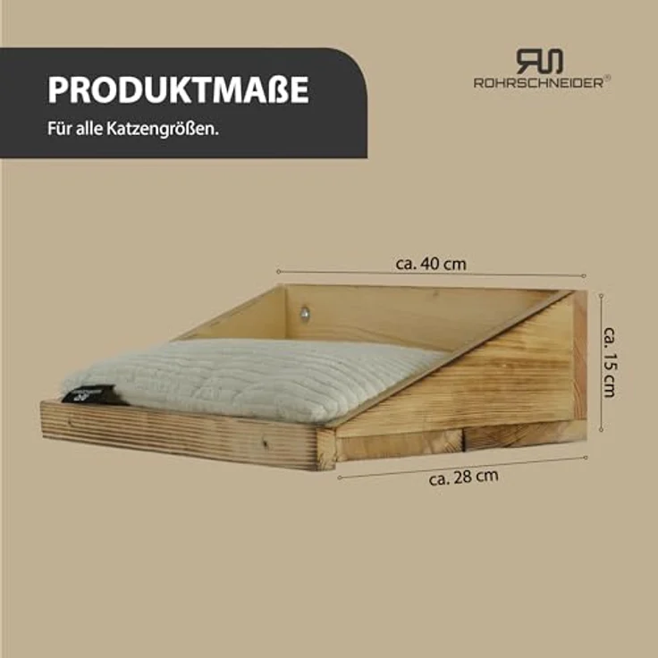 Rohrschneider Katzentreppe Wand, geflammtes Kiefernholz, platzsparend und belastbar bis 30 kg, beige – Bild 2
