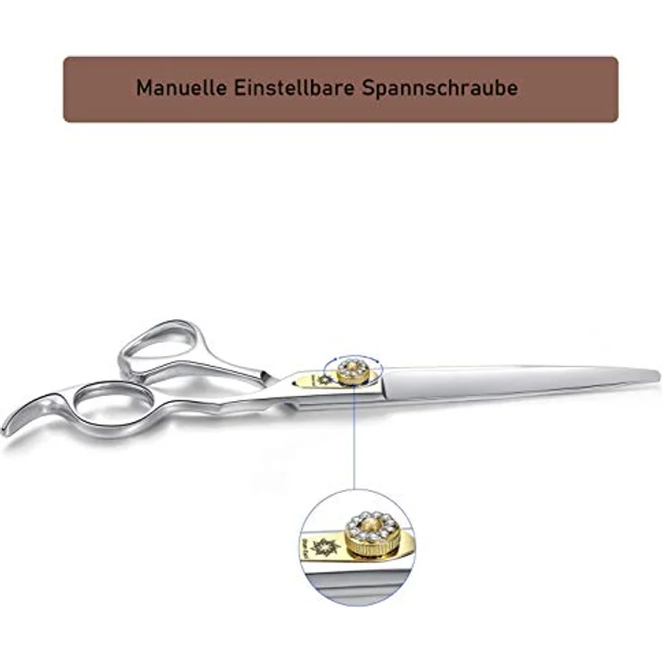Dream Reach Professionelle Fellschere, 7-Zoll gerade Hundepflegeschere aus 440C japanischem Edelstahl, leise und komfortabel für Hunde und Katzen – Bild 4