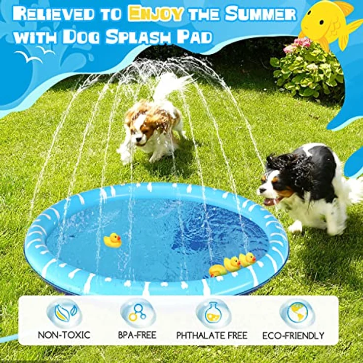 Nobleza Hundepool D100cm/39in, Planschbecken für große & kleine Hunde, 0.55mm verdickt, rutschfest, faltbar mit Sprinklerfunktion für Sommer und Garten – Bild 2