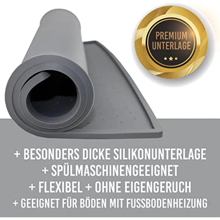 KaraLuna Premium Silikon Napfunterlage 60 x 40 cm, Grau, rutschfest und leicht zu reinigen für Hunde und Katzen – Bild 2