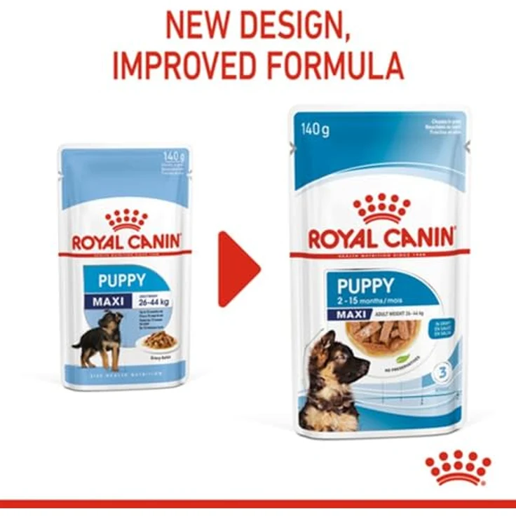 Royal Canin MAXI PUPPY, Nassfutter für große Hunde, Alleinfuttermittel, 10x140g, für Welpen bis 15 Monate – Bild 9