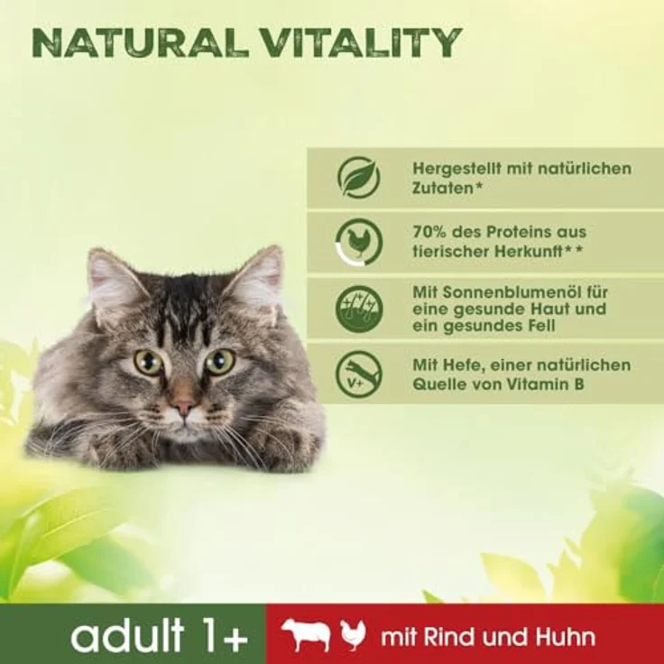 PERFECT FIT PerfectFit Natural Vitality, Katzenfutter mit Rind und Huhn, 6 kg, für gesunde Verdauung und schönes Fell – Bild 3