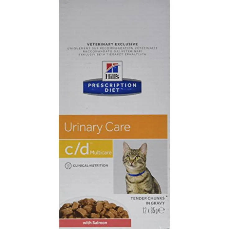Hill's Prescription Diet c/d Multicare Urinary Care, Nassfutter für Katzen mit Lachs, 12x85 g zur Unterstützung der Harnwegsgesundheit