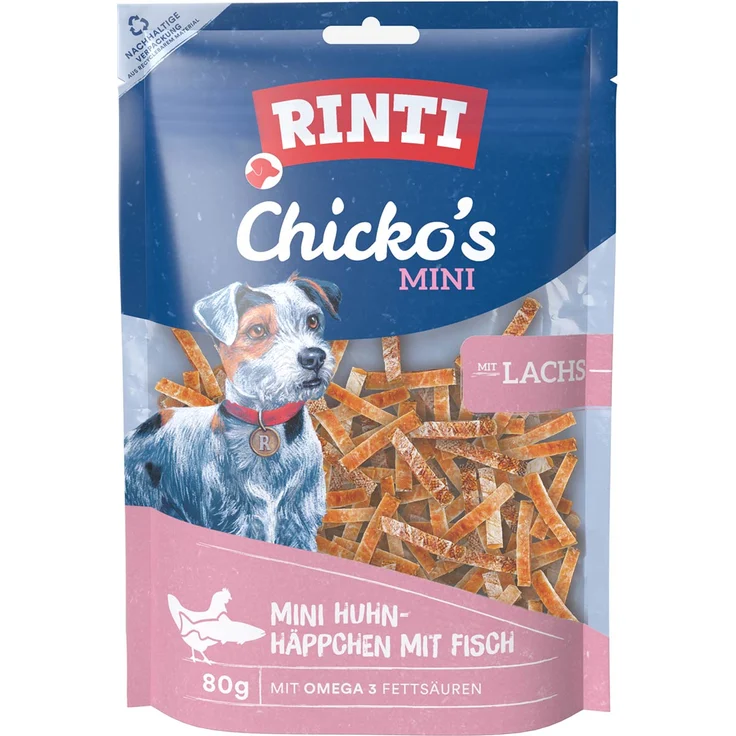 Rinti RINTI Chicko's MINI Huhn-Häppchen mit Lachs, fettarmer Hundesnack, 80 g