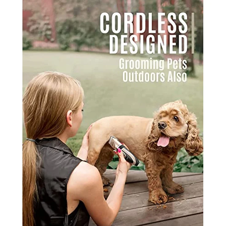 oneisall Leise Hundeschermaschine P2, Kabelloser Tierhaarschneider mit 50DB Ultra-Leise Design und abwaschbarem Messerkopf, Gold – Bild 3
