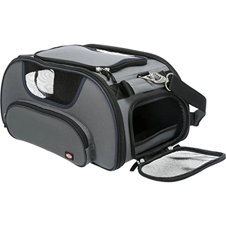 TRIXIE Tiertransporttasche Airline Tasche Wings grau/blau für Katzen mit abnehmbarem Schulterriemen - Preisvergleich – Bild 3