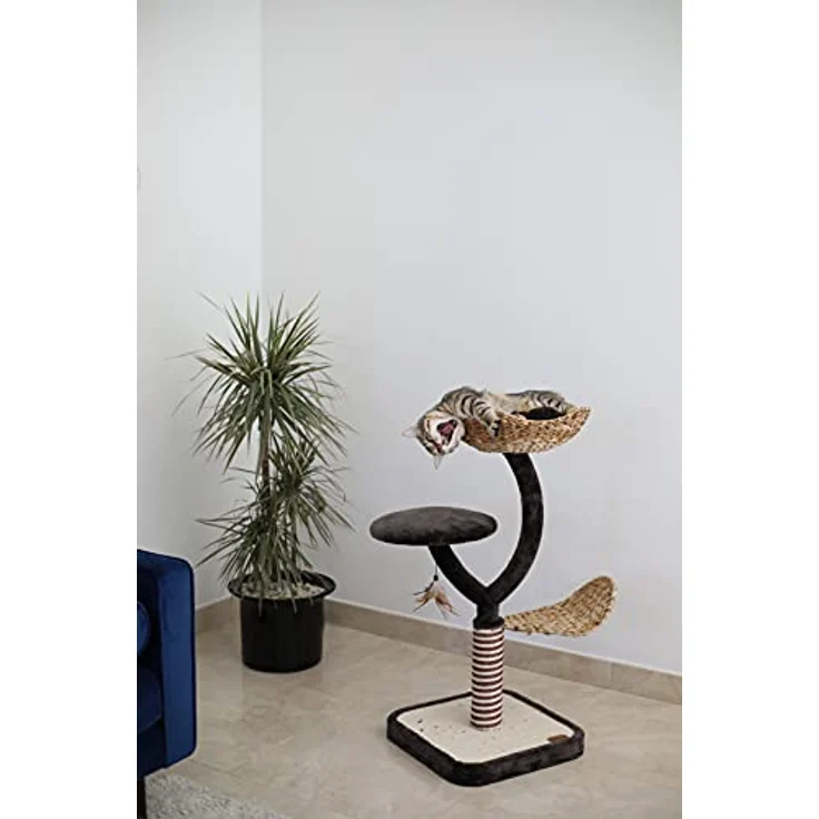 CROCI Natural Magnolia Kratzbaum für Katzen, 3 Aussichtplattformen, 45x45x99 cm, aus Naturmaterialien, Sisalstamm – Bild 8