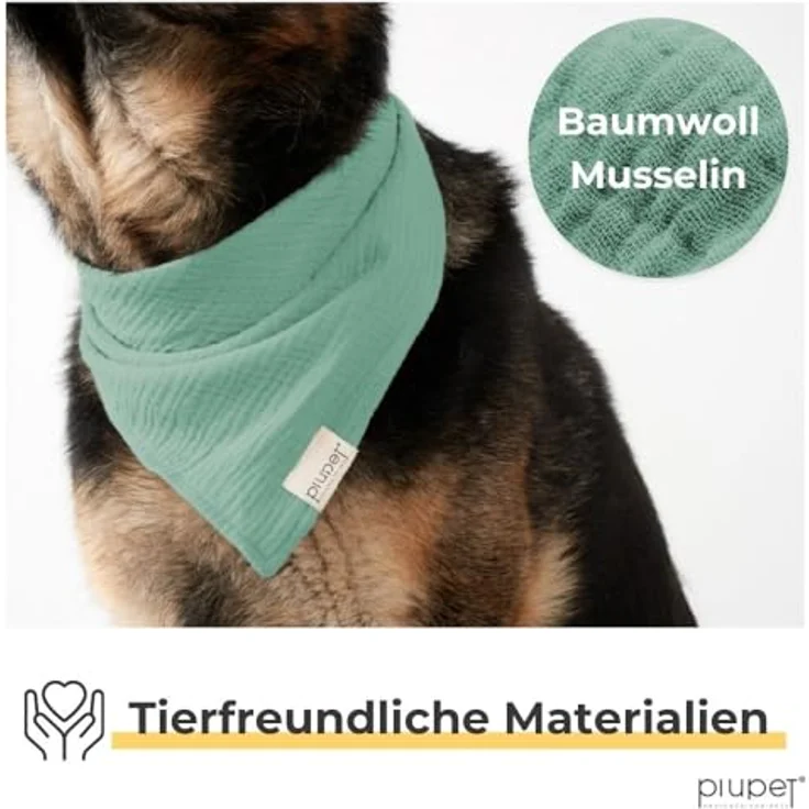 PiuPet® Hundehalstuch 2er Set, stylisches Bandana für große und kleine Hunde, 100% Baumwolle, waschbar, Blau/Türkis, Größe S (58x40x40cm) – Bild 4