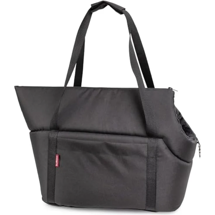 BOUTIQUE ZOO Hundetasche Schwarz Schwarz/Minky, Tragetasche für kleine und mittlere Hunde und Katzen, bis 10 kg, mit abnehmbarem Kissen und Sicherheitsgurt – Bild 4