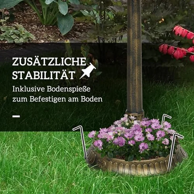 Outsunny Vogeltränke mit 2 Becken, winterfest und frostresistent, Kunststoff in Bronze, 49,5L x 38B x 81H cm – Bild 6