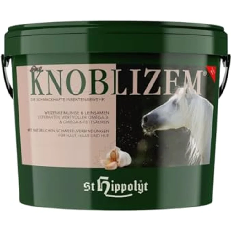 St. Hippolyt Knoblizem, 3 kg Ergänzungsfuttermittel für Pferde zur Insektenabwehr mit natürlichen Schwefelverbindungen und Vitamin E – Bild 1