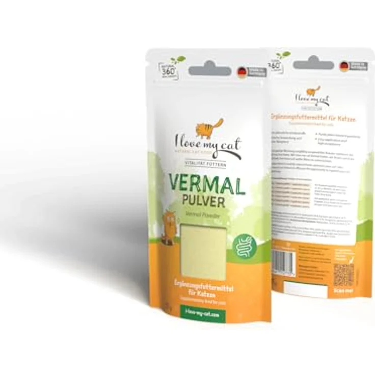 I love my cat Vermal Pulver, 35g natürliches Katzenfutter für wurmfeindliches Darmmilieu – Bild 3