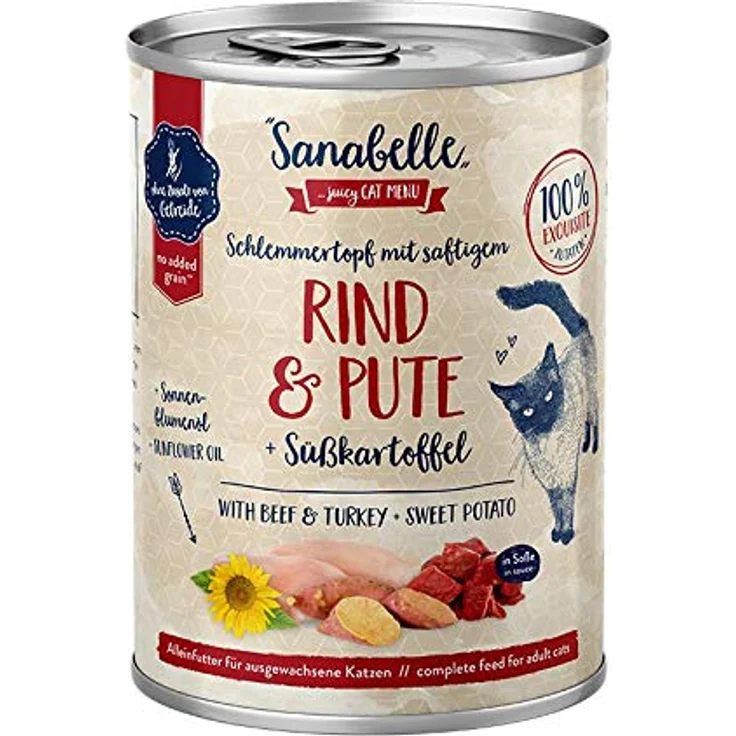 Sanabelle Schlemmertopf mit Rind und Pute, Katzen-Nassfutter in Soße, 6x380g, getreidefrei – Bild 2