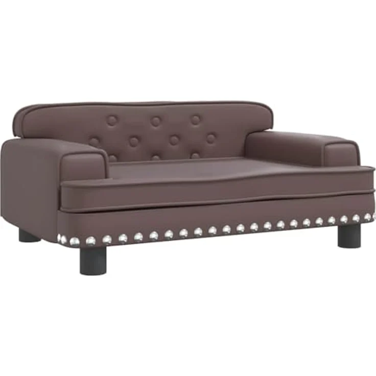 vidaXL Hundekorb Hundebett Braun Kunstleder 70x45x30 cm - Stilvolles Hundesofa für kleine Hunde - Wasserabweisend und leicht zu reinigen – Bild 2