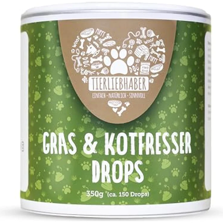 TIERLIEBHABER Gras & Kotfresser Drops für Hunde, beruhigend bei Gras- und Kotfressen, mit Heilerde und Fenchel, 350g (ca. 150 Stück) – Bild 1