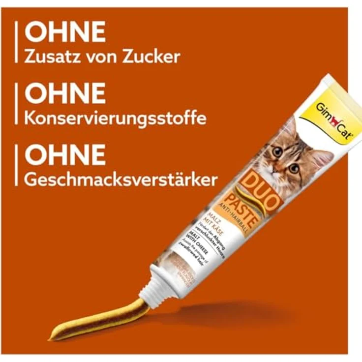 GimCat DUO Paste Anti-Hairball Malz mit Käse, 50g - fördert den natürlichen Abgang verschluckter Haare – Bild 5