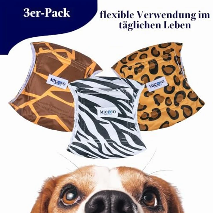 MICOOYO waschbare Bauchbänder für Rüden, wiederverwendbare Hundewindeln mit verstellbarem Verschluss, saugfähig, Motiv: wildes Afrika, Größe: S – Bild 4