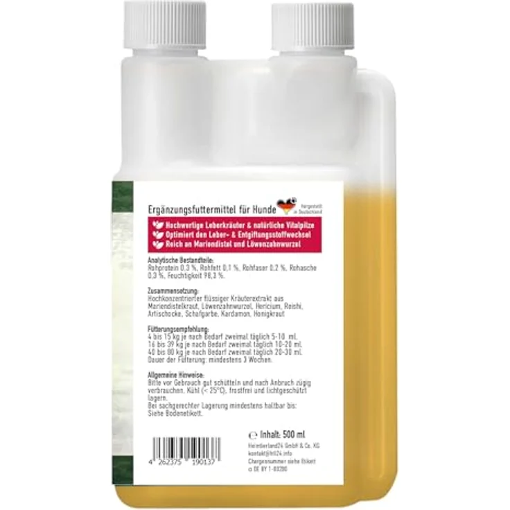 TJURE Leber Liquid für Hunde | 500 ml | Mit Mariendistel, Reishi & Löwenzahn | Natürliche Leberunterstützung durch Bitterstoffe & Kräuter | Hochkonzentriertes Kräuterliquid von Tierärzten entwickelt – Bild 2