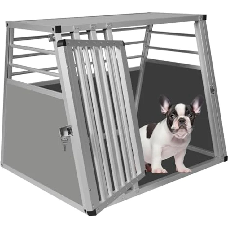 EUGAD Tiertransportbox, Hundetransportbox Alu Reisebox Autobox XL Silber, Sicherheitsverschluss, gute Belüftung, Kunststoffschutz - Preisvergleich – Bild 2