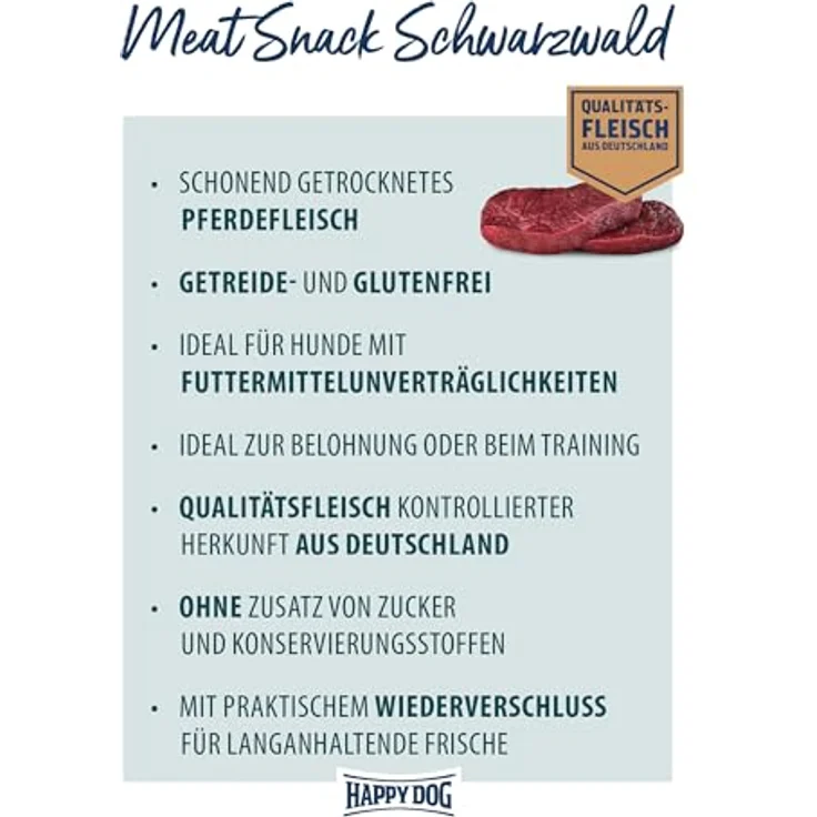 Happy Dog 60698 Meat Snack Schwarzwald, getrocknetes Pferdefleisch für sensible Hunde, 75 g, glutenfrei und ohne Zusatzstoffe – Bild 2