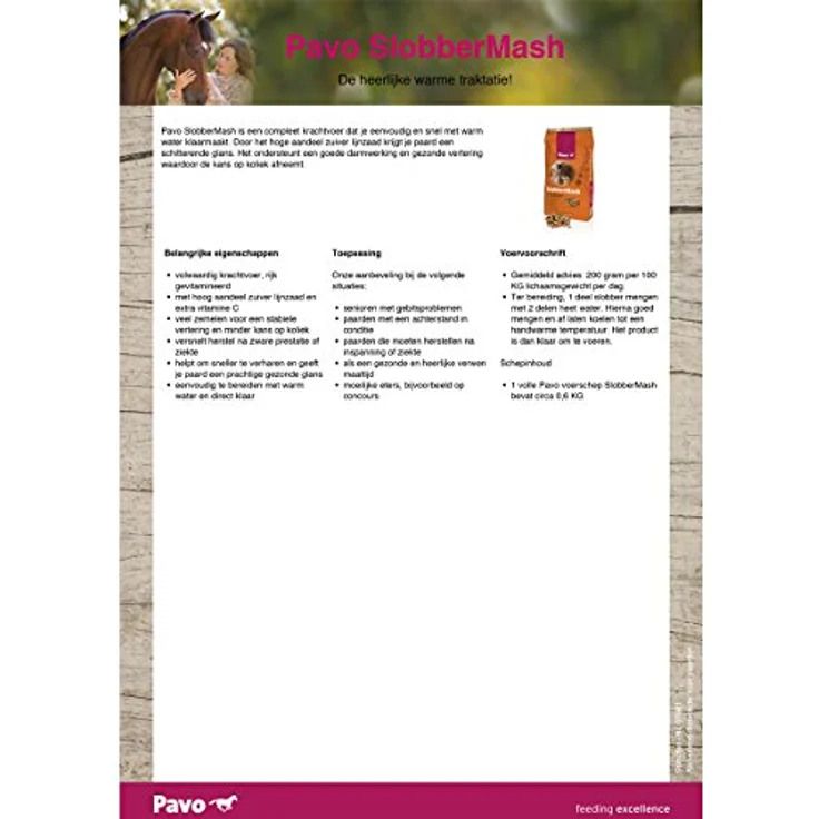 Pavo Slobber Mash 6kg, Geschmackloses Mash für Senioren-Pferde, reich an Vitaminen und Leinsamen, unterstützt Fellwechsel – Bild 2