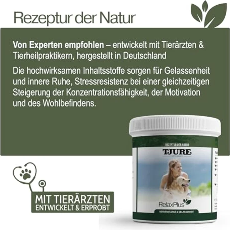 Tjure TJURE Relax Plus Pulver für Hunde 500 g – Ergänzungsfuttermittel mit B-Vitaminen, Magnesium & L-Tryptophan – Ohne künstliche Zusatzstoffe zur Unterstützung in besonderen Alltagssituationen – Bild 4