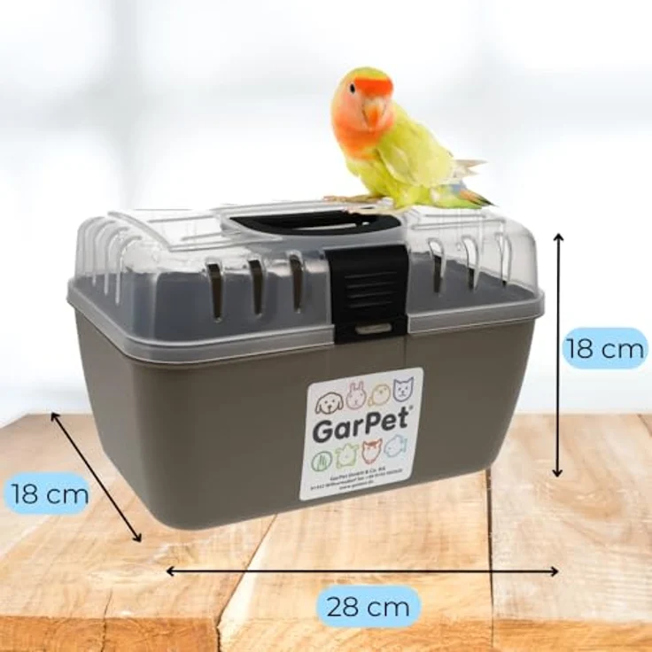 GarPet 2er Set Transportbox für Kleintiere, mit optimaler Belüftung und transparentem Deckel, ideal für Meerschweinchen, Hamster und Vögel – Bild 2