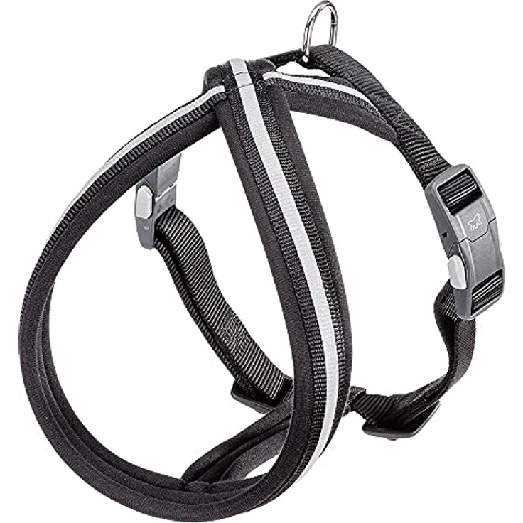 Ferplast Hundegeschirr Daytona Cross, verstellbares Nylon-Geschirr mit weicher Polsterung, reflektierenden Nähten und Magnetschnalle, schwarz