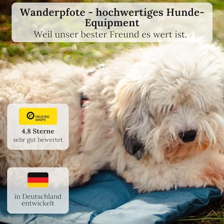 Wanderpfote Hundedecke für Unterwegs, 75 x 50cm – Waschbar, Orthopädisch, Wasserdicht, Blau, Größe M – Bild 3
