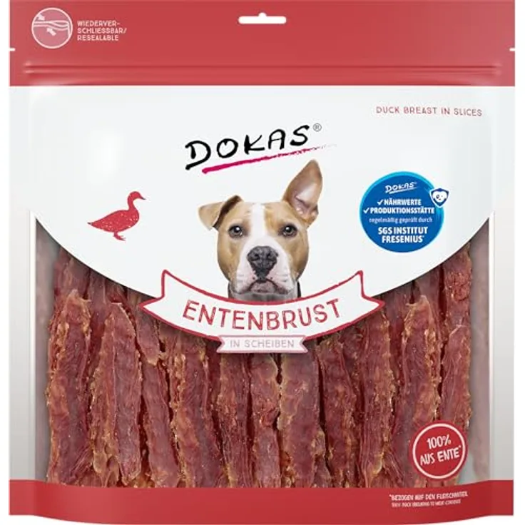 Dokas Entenbrust in Scheiben, glutenfreier Hundesnack ohne Farbstoffe, 900g