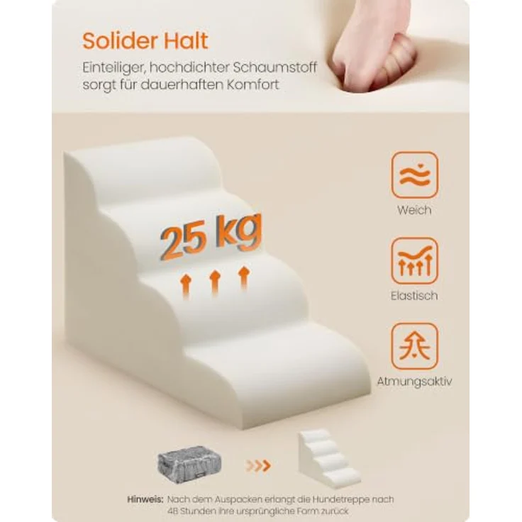 Feandrea Hundetreppe PPS004GN01, 4-stufige Haustiertreppe für kleine Hunde, rutschfest, wasserdicht, abnehmbarer waschbarer Bezug, schiefergrau – Bild 4