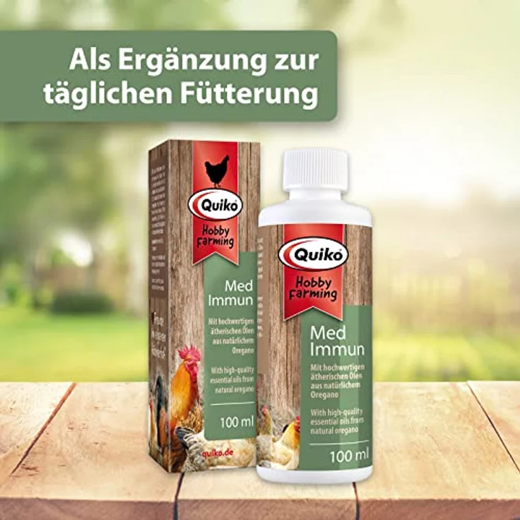 Quiko Med Immun für Hühner, 100ml Hühner Vitamine mit hochwertigem Oregano-Öl, zur Unterstützung der gesunden Entwicklung, Made in Germany – Bild 2